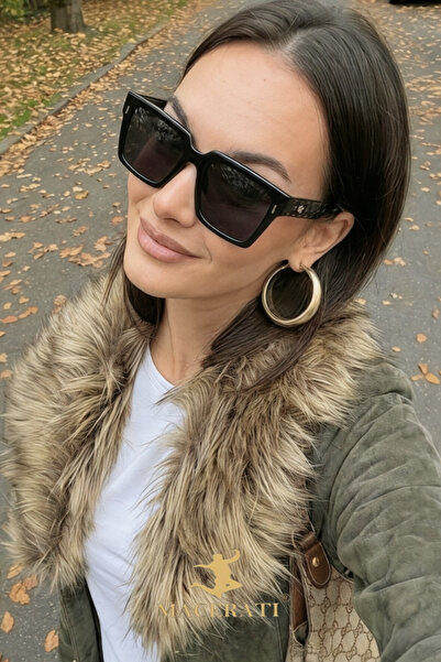 MACERATİ Fores Black New Season Vintage Popular Luxury Women's Sunglasses