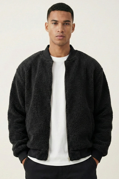 GENIUS STORE Ανδρικό παλτό με βελούδινη επένδυση, υπερμεγέθης, φαρδιά γραμμή,...