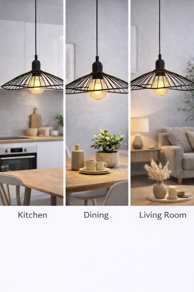 Atmosphera Créateur D'intérieur Suspensie metalică Negru 34×15,5 cm – Cablu 8...