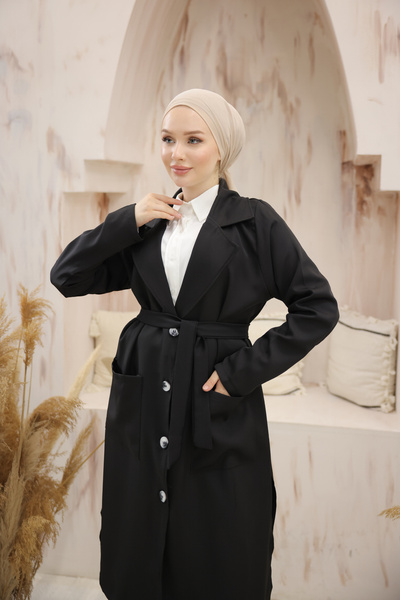 Esre Store Μαύρο χιτζάμπ διπλό σετ - 4470