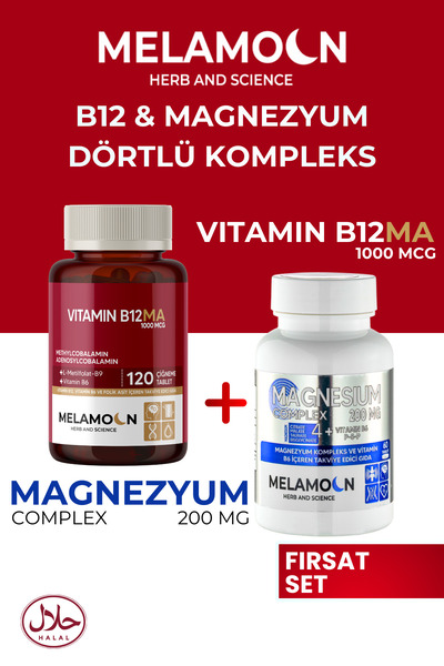 Melamoon B12, B6 Ve Folik Asit ve Magnezyum Kompleks Set