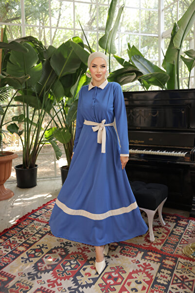 Esre Store فستان حجاب بياقة زرقاء - 4466