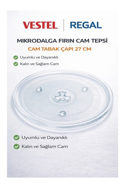 Vestel Regal Mikrodalga Fırın Cam Tabak Tepsi Döner Tabla Tırnaklı 27cm 270mm