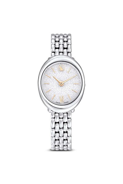 Swarovski Imber oval Saat, İsviçre Üretimi, Metal bileklik, Gümüş Rengi, Pasl...