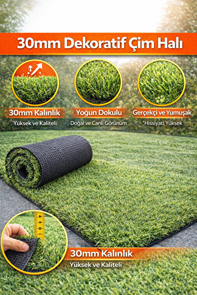 Store Nurteks 30mm Jupiter Green En 2 Metre Suni Çim Yapay Çim Halı