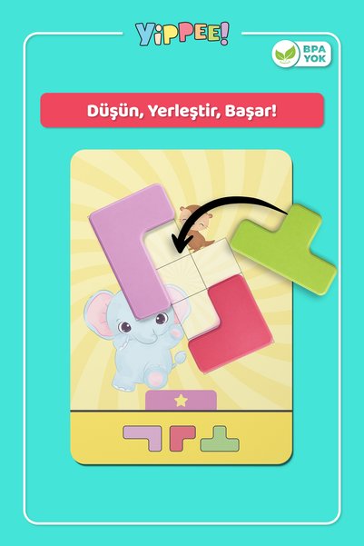YİPPEE Block Puzzle - a Brain Game That Improves Attention and Concentration |   7 Blocks |   20 Level Cards |   3 Difficulty |   Mind and Logic Game