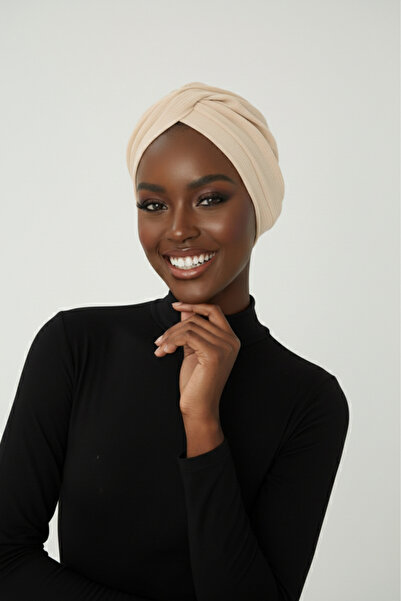 elysianfidan Turban instantaneu Cross material reiat bumbac moale bej, șapcă ...