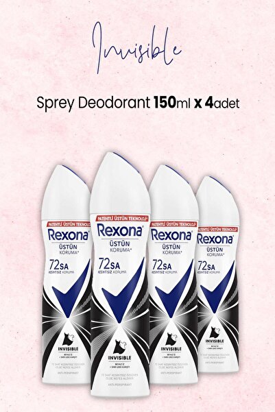 Rexona Kadın Sprey Deodorant Invisible 150 ml x 4 Adet