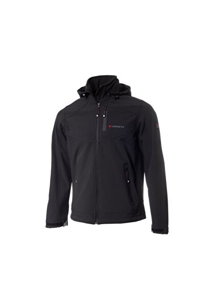 Cresta Erkek Siyah Kapüşonlu Softshell Ceket