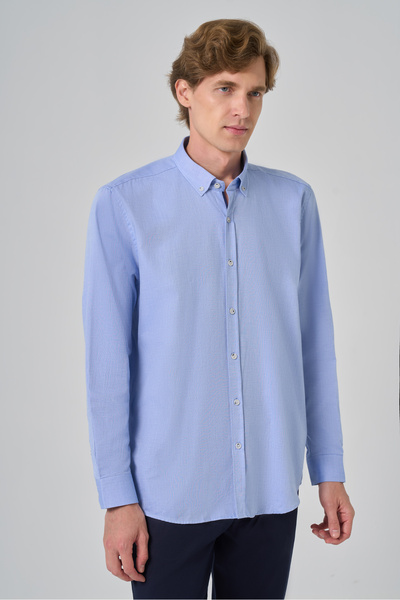 Morven Erkek A. MAVİ Regular Fit Düğmeli Yaka Gömlek