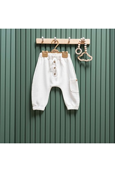 Tiffany Cep Datyli Muslin Baby Pants Ecru