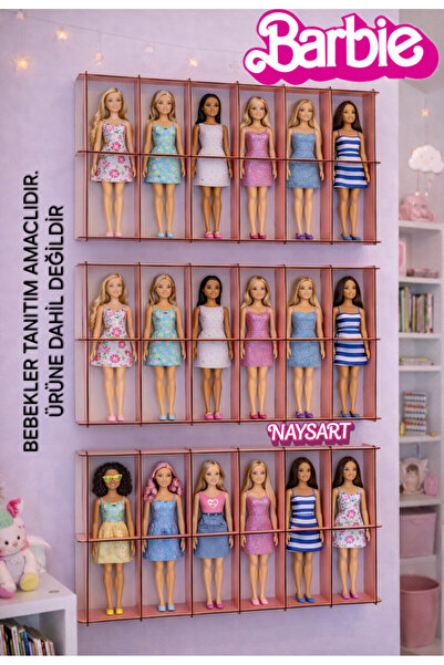 Barbie Temalı, Duvar rafı veya masa üstü sergileme standı, 12 Bebek kapasitel...