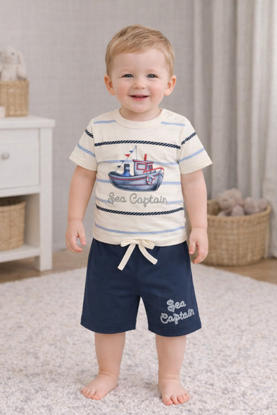 GMG Baby مجموعة من قطعتين من تي شيرت Sea Captain