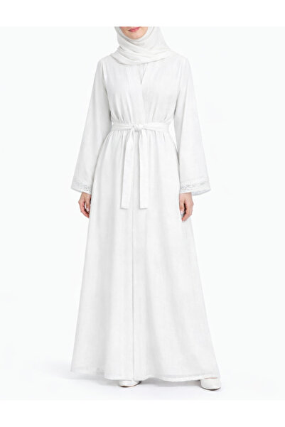 Yena Tekstil FERACE KİMONA Pamuklu Dantel Detaylı Uzun Kollu