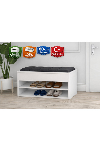 EKOÇ WOOD DESİNG Rengibiz Sandıklı Ayakkabılık Puflu Ayakkabılık Kapı Önü Aya...