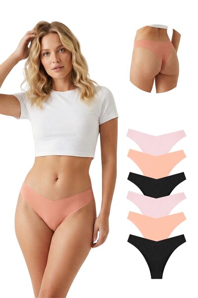 Newlilla 330 Women's Seamless Laser Brazilian Panties Pack of 6