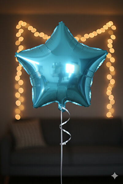 Deniz Party Store Açık  Mavi Yıldız Folyo Balon 24 Inç 60 cm 1 Adet