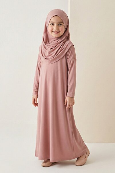 Mnk Baby&Kids فستان صلاة للفتيات مع غطاء رأس عملي M00789 باللون الوردي المجفف