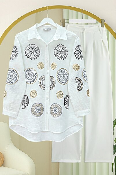 HİJABAYA Πουκάμισο Λινό με κεντημένα κουμπιά στο μανίκι και στο μπροστινό μέρος