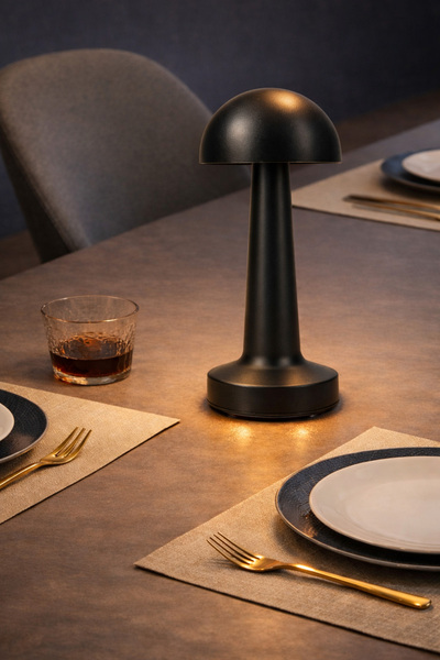 Telvesse Şarjlı Mantar Masa Lambası Metal Dokunmatik 3 Işık Parlaklık Ayarlı ...