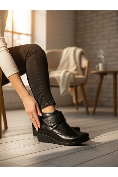 MAGIC SHOES Women's Black Comfort Full Orthopedic Mother Boots