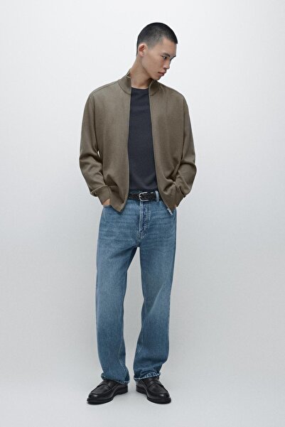 Massimo Dutti Cotton zip-up knit cardigan