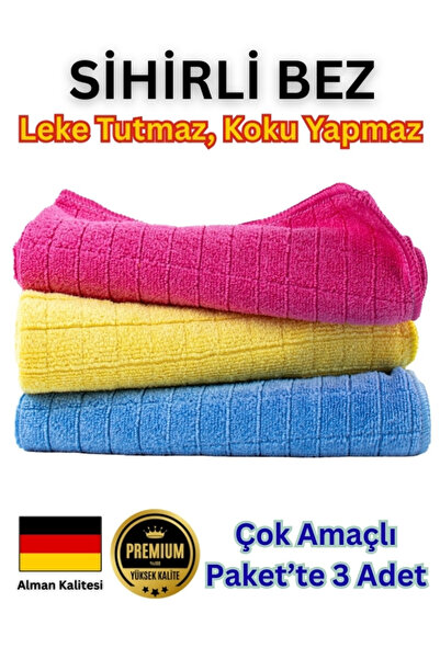 CAQA HOME Mikrofiber Temizlik Bezi, Paket 3'lü, 40x40cm, İz Bırakmayan Ultra ...
