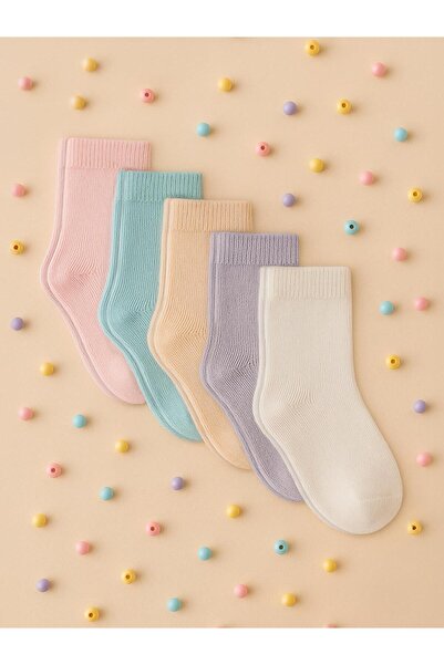 Civil Baby Комплект от 5 чифта чорапи в прахови цветове за момичета на възрас...