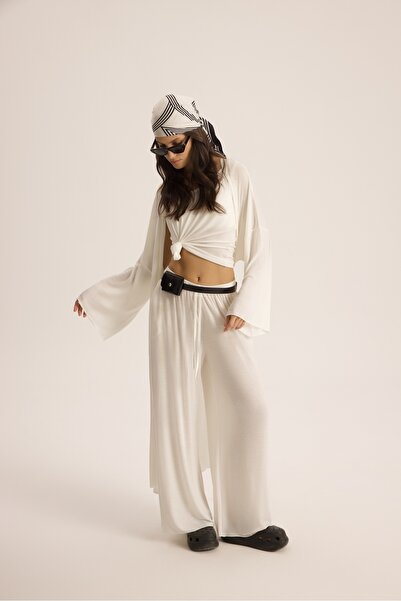 MAI STUDIOS CO. Raina Ekru Kimono Basic Üçlü Takım