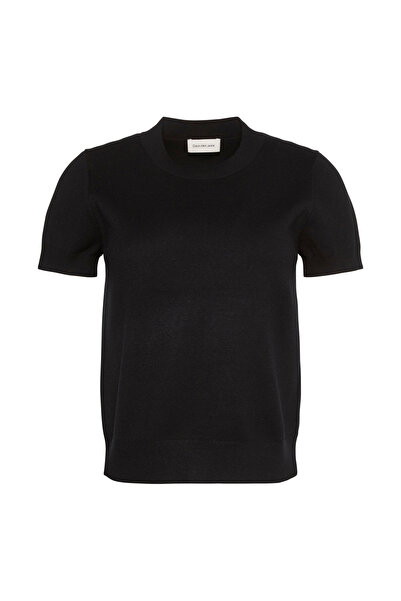 Calvin Klein Yuvarlak Yaka Standart Düz Siyah Kadın Kazak SUNNY TEE
