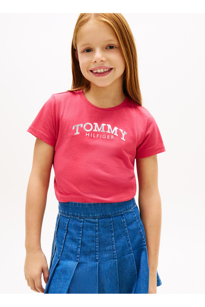 Tommy Hilfiger Baskılı Koyu Pembe Kız Çocuk T-Shirt KG0KG08974XI5