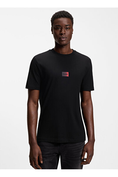 HUGO Siyah Erkek Regular Fit Logo Baskılı T-Shirt 50553124_Danotie