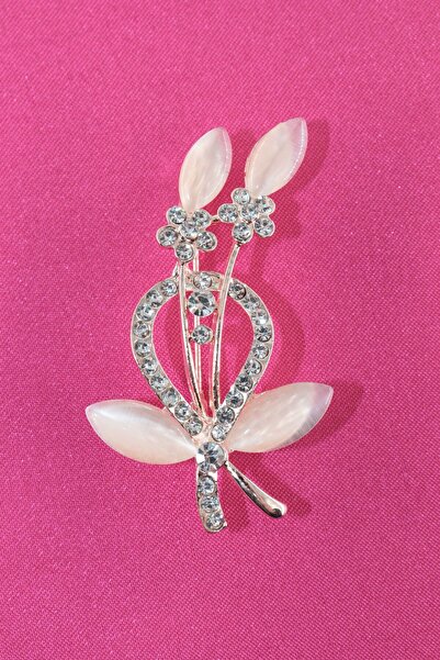 KEEBA Baharın uyanışı Pudra tomurcuk broş gold renk zirkon taşlı incili kadın...