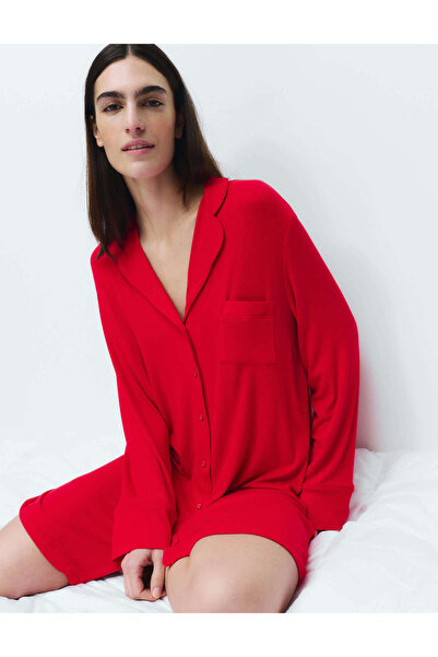 Marks & Spencer Fitilli Revere Yaka Düğmeli Gecelik