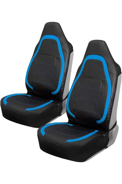 Generic أغطية مقاعد سيارة من جلد صناعي الأزرق من موتور تريند للمقاعد الأمامية...