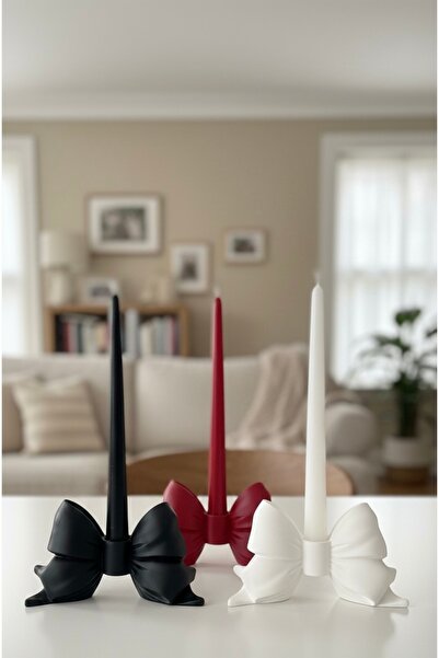 EAE DESİGN STUDİO Coquette Stil Dekoratif Fiyonk Şamdan - Estetik Masa Üstü M...