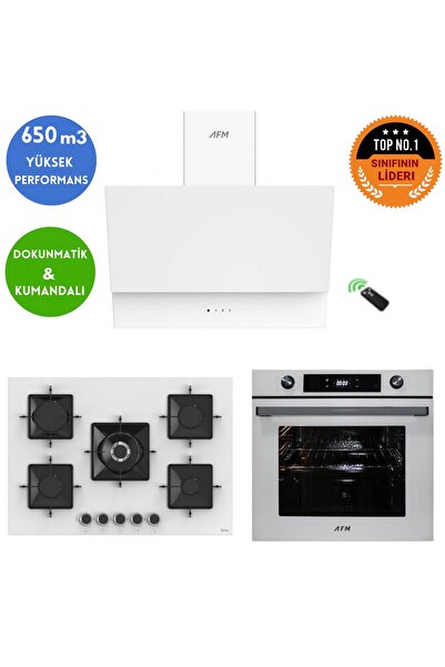 Ferre ve AFM Tech Marka / Quant 5 Gözlü Beyaz Ankastre Set ( SS036 75cm 1'wok...