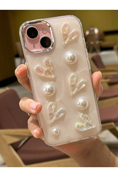 Paladyum Case حافظة إيبوكسي ثلاثية الأبعاد على شكل قلب متوافقة مع آيفون 15