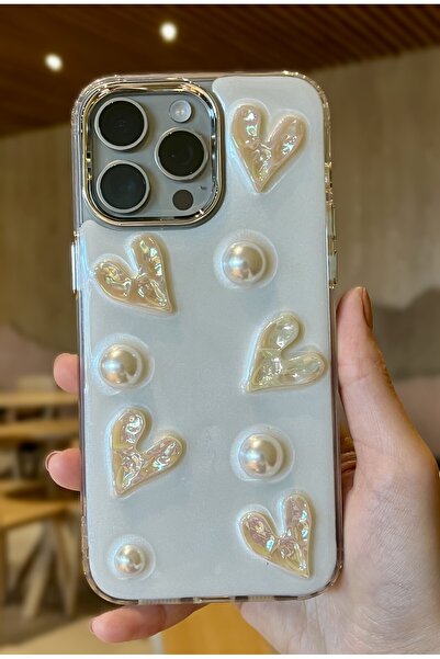 Paladyum Case حافظة إيبوكسي ثلاثية الأبعاد على شكل قلب متوافقة مع آيفون 15 بر...