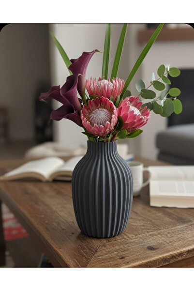 Sufle home dekor DEKORATİF PLASTİK ÇİZGİLİ VAZO
