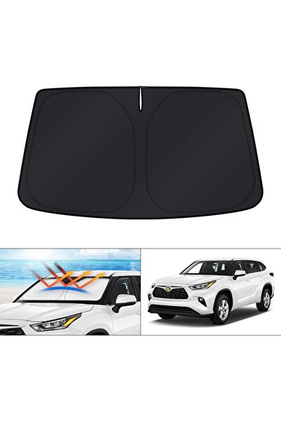 Generic واقي شمس للزجاج الأمامي من KUST مصمم خصيصًا لسيارة تويوتا هايلاندر مو...