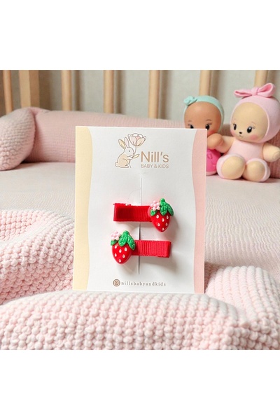 Nills Baby & Kids Çiçek Detaylı Çilek Figürlü Pens Saç Tokası Seti – Kırmızı ...