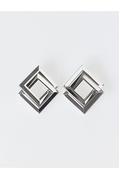 Jimmy Key Silver Color Spiral Square Figured Earrings