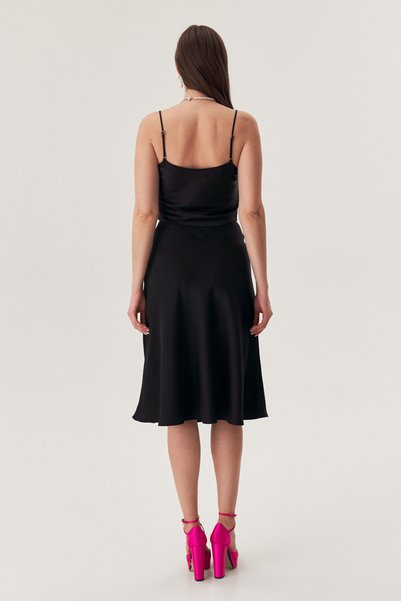 EMA\T Top cu curele din satin negru de viscoză