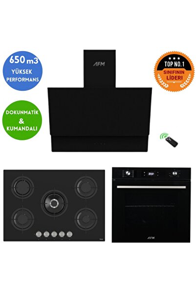 Ferre ve AFM Tech Marka / Riero 5 Gözlü Siyah Ankastre Set ( RS035 75cm 1'wok...