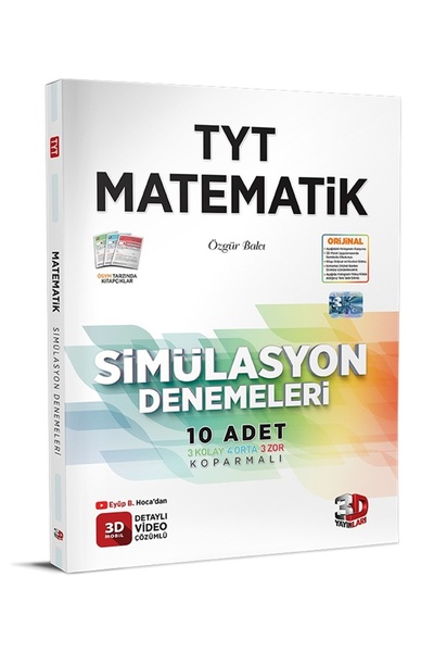 3D Yayınları 2026-2027 Müfredat TYT Matematik Deneme Detaylı Video Çözümlü (K...