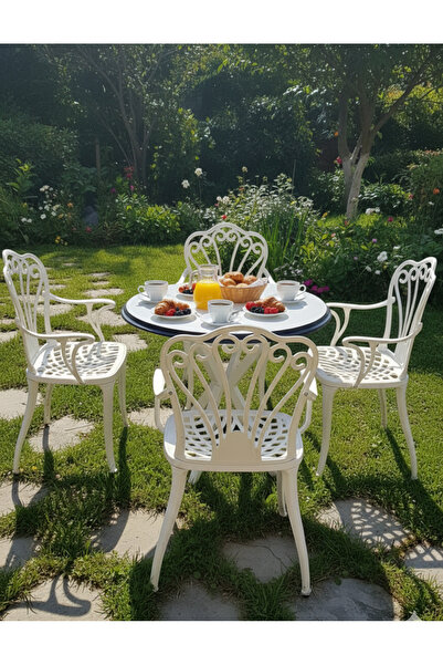 Aylive Mobilya Bahçe Balkon Takımı, Çay Seti-4 Adet Sandalye 1 Adet Ma