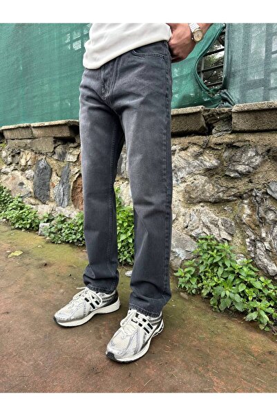 Erkek Baggy Straight Kot Pantolon Normal Düz Paça Denım Genç Rahat Kalıp Jean