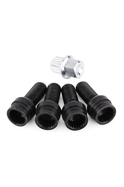 Generic مجموعة كينسو من 4 قطع من براغي وصواميل عجلات فولاذية سوداء مقاس M141....