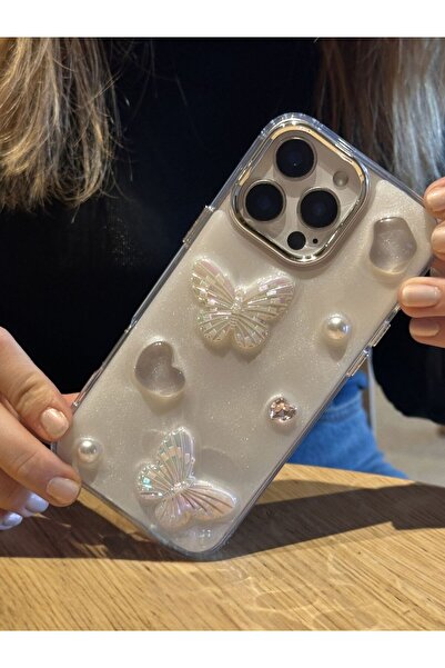 Paladyum Case حافظة إيبوكسي ثلاثية الأبعاد على شكل فراشة متوافقة مع هاتف آيفو...